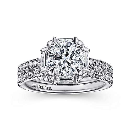 Gabriel & Co. R14526R6W83JJ Ryland – 18k White Gold Octagonal Halo Round Diamond Engagement Ring