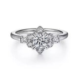Gabriel & Co. Raleigh ER14656R2W44JJ – Unique 14K White Gold Halo Diamond Engagement Ring