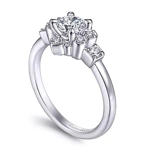 Gabriel & Co. Raleigh ER14656R2W44JJ – Unique 14K White Gold Halo Diamond Engagement Ring