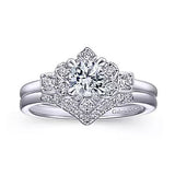 Gabriel & Co. Raleigh ER14656R2W44JJ – Unique 14K White Gold Halo Diamond Engagement Ring