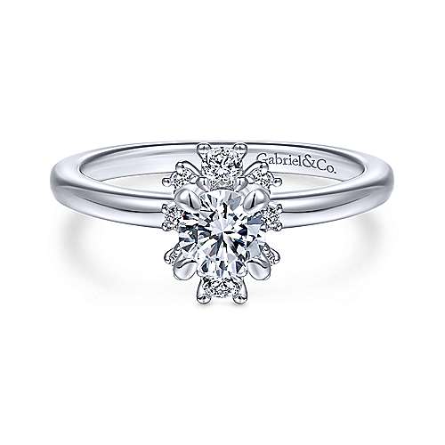 Gabriel & Co. Jamila ER14659R2W44JJ – Unique 14K White Gold Halo Diamond Engagement Ring