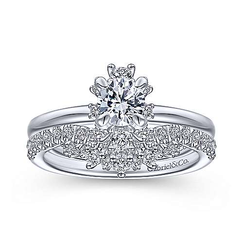 Gabriel & Co. Jamila ER14659R2W44JJ – Unique 14K White Gold Halo Diamond Engagement Ring