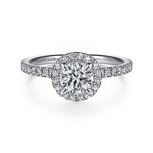 Gabriel & Co. ER14664R3W44JJ Philippa – 14K White Gold Round Halo Diamond Engagement Ring