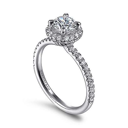 Gabriel & Co. ER14664R3W44JJ Philippa – 14K White Gold Round Halo Diamond Engagement Ring