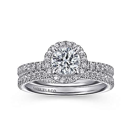 Gabriel & Co. ER14664R3W44JJ Philippa – 14K White Gold Round Halo Diamond Engagement Ring
