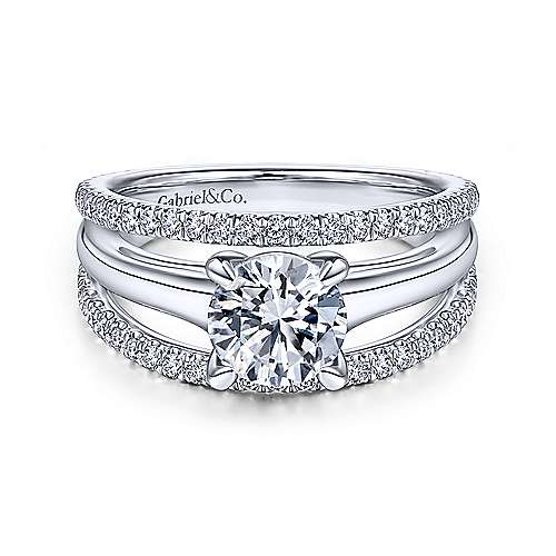 Gabriel & Co. ER14714R4W44JJ Halima – 14K White Gold Round Diamond Engagement Ring