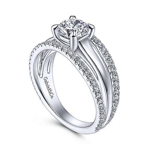 Gabriel & Co. ER14714R4W44JJ Halima – 14K White Gold Round Diamond Engagement Ring