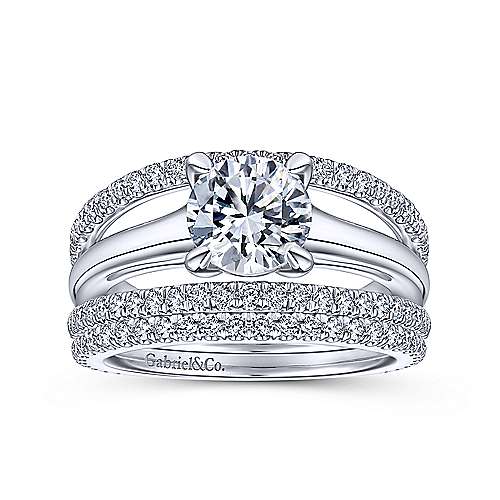 Gabriel & Co. ER14714R4W44JJ Halima – 14K White Gold Round Diamond Engagement Ring