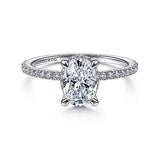 Gabriel & Co. Hart ER14719O4W44JJ – 14K White Gold Hidden Halo Oval Diamond Engagement Ring