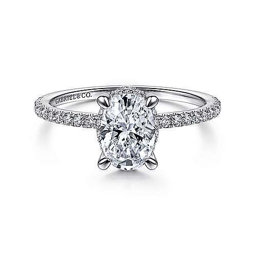 Gabriel & Co. Hart ER14719O4W44JJ – 14K White Gold Hidden Halo Oval Diamond Engagement Ring