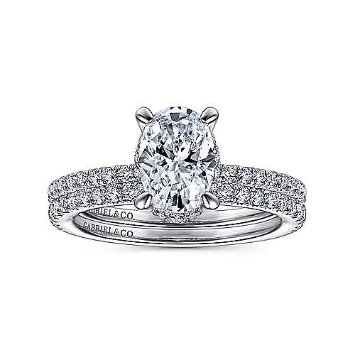Gabriel & Co. Hart ER14719O4W44JJ – 14K White Gold Hidden Halo Oval Diamond Engagement Ring