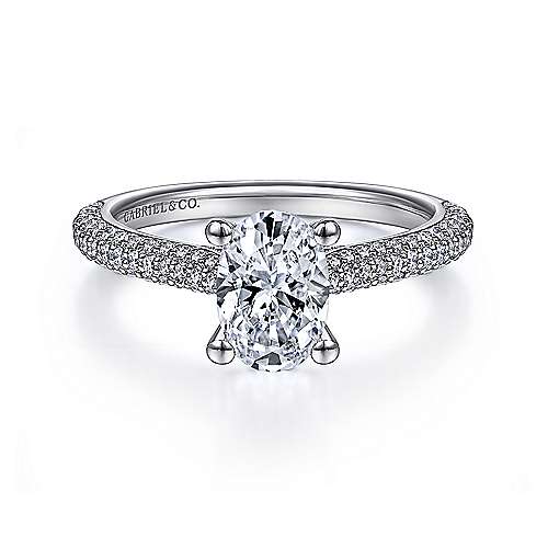 Gabriel & Co. Brexley – 14K White Gold Oval Diamond Engagement Ring (ER14720O4W44JJ)