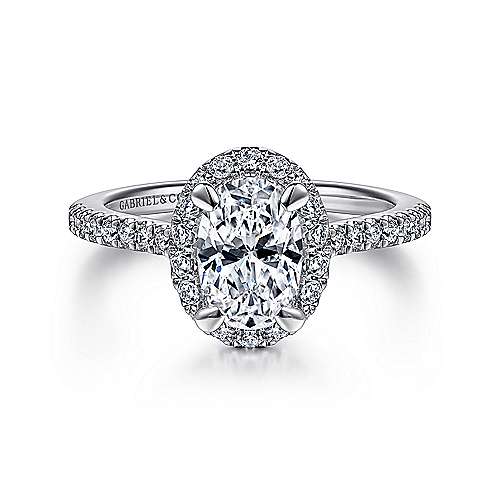 Gabriel & Co. Idina ER14725O4W44JJ – 14K White Gold Oval Halo Diamond Engagement Ring