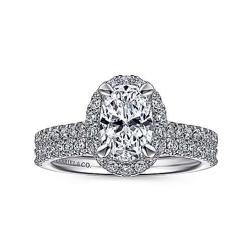 Gabriel & Co. Idina ER14725O4W44JJ – 14K White Gold Oval Halo Diamond Engagement Ring