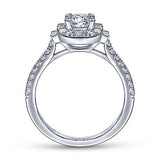 Gabriel & Co. ER14742O4W44JJ Draya – Art Deco 14K White Gold Oval Halo Diamond Engagement Ring