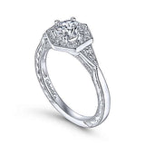 Gabriel & Co. Kiaran ER14761R3W44JJ – Art Deco 14K White Gold Round Halo Diamond Engagement Ring