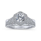 Gabriel & Co. Kiaran ER14761R3W44JJ – Art Deco 14K White Gold Round Halo Diamond Engagement Ring