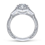 Gabriel & Co. Kiaran ER14761R3W44JJ – Art Deco 14K White Gold Round Halo Diamond Engagement Ring