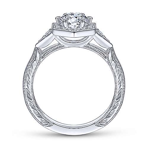 Gabriel & Co. Kiaran ER14761R3W44JJ – Art Deco 14K White Gold Round Halo Diamond Engagement Ring