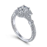 Gabriel & Co. Keltie ER14764R3W44JJ – Vintage Inspired 14K White Gold Round Halo Diamond Engagement Ring