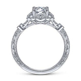 Gabriel & Co. Keltie ER14764R3W44JJ – Vintage Inspired 14K White Gold Round Halo Diamond Engagement Ring