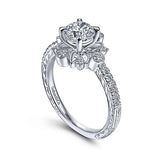 Gabriel & Co. ER14769R3W44JJ Alessia – 14K White Gold Starburst Halo Round Diamond Engagement Ring