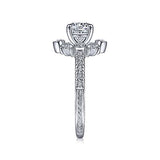 Gabriel & Co. ER14769R3W44JJ Alessia – 14K White Gold Starburst Halo Round Diamond Engagement Ring