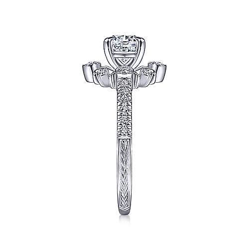 Gabriel & Co. ER14769R3W44JJ Alessia – 14K White Gold Starburst Halo Round Diamond Engagement Ring