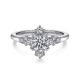 Gabriel & Co. ER14781R3W44JJ Chiffon – 14K White Gold Starburst Halo Round Diamond Engagement Ring