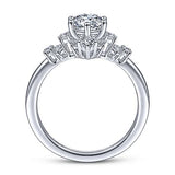 Gabriel & Co. ER14781R3W44JJ Chiffon – 14K White Gold Starburst Halo Round Diamond Engagement Ring
