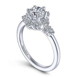Gabriel & Co. ER14781R3W44JJ Chiffon – 14K White Gold Starburst Halo Round Diamond Engagement Ring