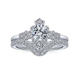 Gabriel & Co. ER14781R3W44JJ Chiffon – 14K White Gold Starburst Halo Round Diamond Engagement Ring