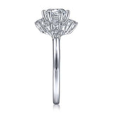 Gabriel & Co. ER14781R3W44JJ Chiffon – 14K White Gold Starburst Halo Round Diamond Engagement Ring