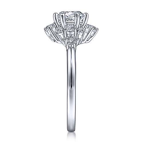 Gabriel & Co. ER14781R3W44JJ Chiffon – 14K White Gold Starburst Halo Round Diamond Engagement Ring