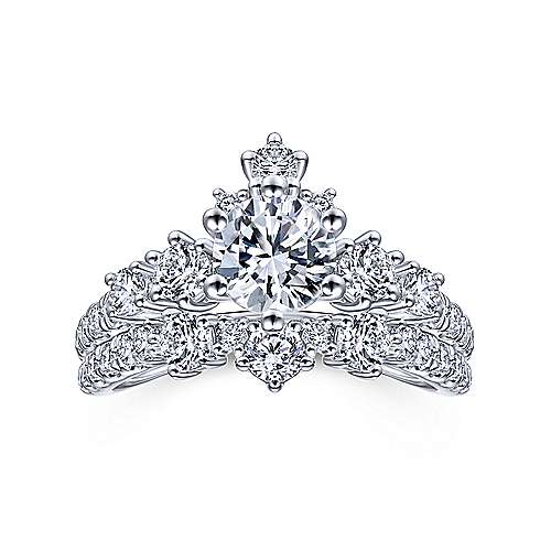 Gabriel & Co. R14782R3W44JJ Soprano – 14K White Gold Round Diamond Engagement Ring