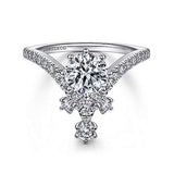 Gabriel & Co. ER14783R4W44JJ Royalty – 14K White Gold Round V-Shape Diamond Engagement Ring