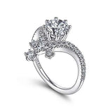 Gabriel & Co. ER14783R4W44JJ Royalty – 14K White Gold Round V-Shape Diamond Engagement Ring