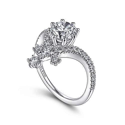 Gabriel & Co. ER14783R4W44JJ Royalty – 14K White Gold Round V-Shape Diamond Engagement Ring