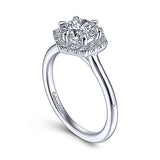 Gabriel & Co. Valor ER14788R4W44JJ – 14K White Gold Hexagonal Halo Round Diamond Engagement Ring