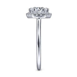 Gabriel & Co. Valor ER14788R4W44JJ – 14K White Gold Hexagonal Halo Round Diamond Engagement Ring