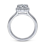 Gabriel & Co. Valor ER14788R4W44JJ – 14K White Gold Hexagonal Halo Round Diamond Engagement Ring