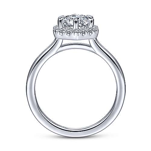 Gabriel & Co. Valor ER14788R4W44JJ – 14K White Gold Hexagonal Halo Round Diamond Engagement Ring