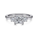 Harbor - 14K White Gold Princess Cut Three Stone Diamond Engagement Ring