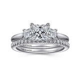 Harbor - 14K White Gold Princess Cut Three Stone Diamond Engagement Ring