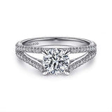 Gabriel & Co. R14804R4W44JJ Tartan – 14K White Gold Round Diamond Engagement Ring