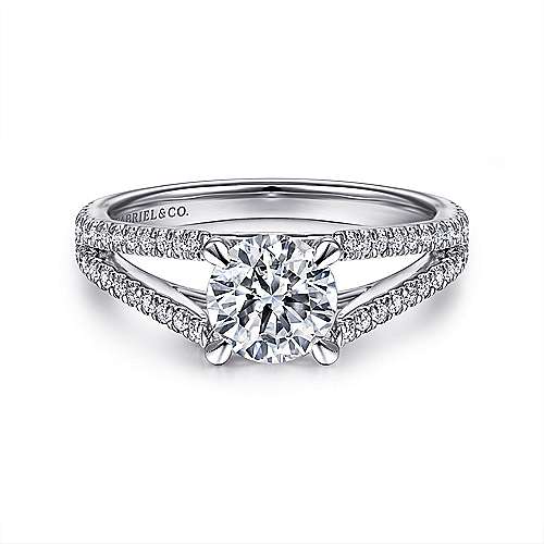 Gabriel & Co. R14804R4W44JJ Tartan – 14K White Gold Round Diamond Engagement Ring