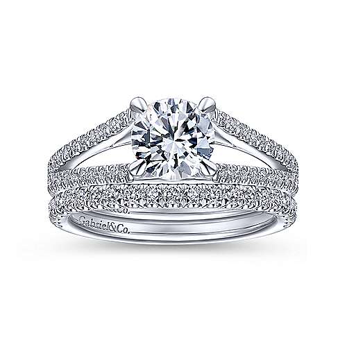 Gabriel & Co. R14804R4W44JJ Tartan – 14K White Gold Round Diamond Engagement Ring
