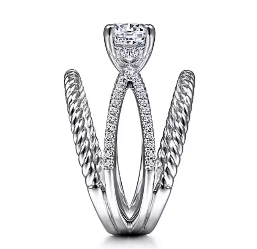 Charisma - 14K White Gold Round Split Shank Diamond Engagement Ring