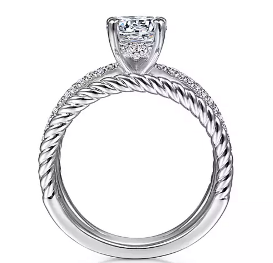 Charisma - 14K White Gold Round Split Shank Diamond Engagement Ring