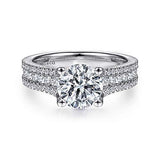 Gabriel & Co. ER14890R6W44JJ Carver – 14K White Gold Round Diamond Engagement Ring